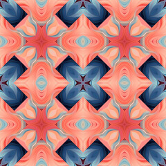 Patrón sin costuras Original. Colores. Formas. Estampa. Textura. Fondo. Caleidoscopio. Simétrico. Infinito. Rojo. Cálido