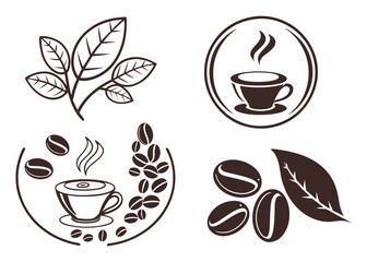 Obraz premium Simple Coffee Icons Set for Branding or Design