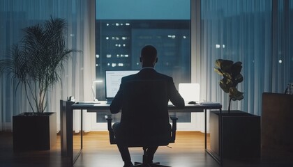 Fototapeta premium Businessman analyzing growth opportunities and sales strategies in modern office environment