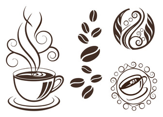 Simple Coffee Icons Set for Branding or Design