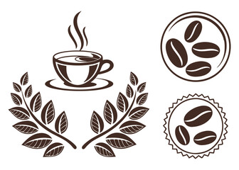 Simple Coffee Icons Set for Branding or Design