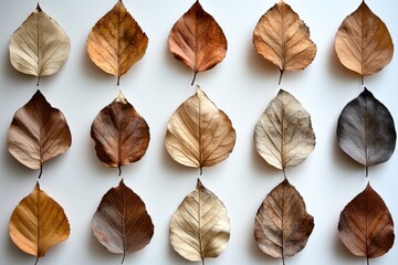 Dried Leaves Arranged in a Neat Grid Pattern