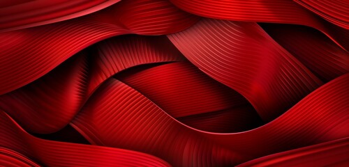 Realistic abstract background with glossy red stripes and intricate, modern design.