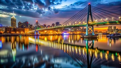 Obraz premium Nelson Mandela Bridge Johannesburg South Africa Night Photography Documentary Style