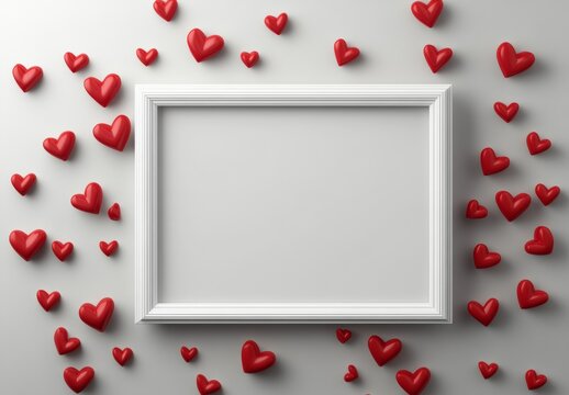 A white frame with hearts