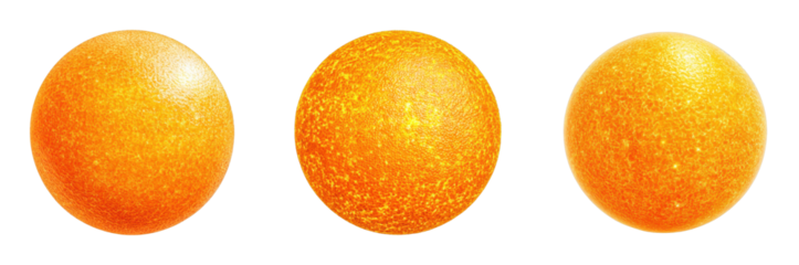 Three glowing representations of the sun