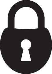 Padlock security icon. Black locked padlock flat vector symbol isolated on transparent background. Safety lock cyber defense protection keyhole sign for apps or website