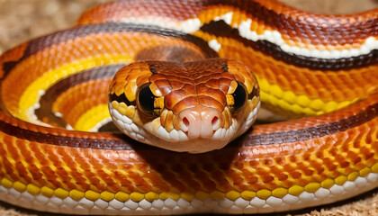 Fototapeta premium Stunning Closeup of a Honduran Milk Snake Showing Vibrant Scales and Patterns