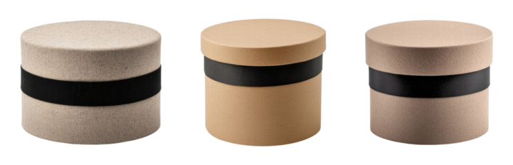 Modern cylindrical storage containers with black bands