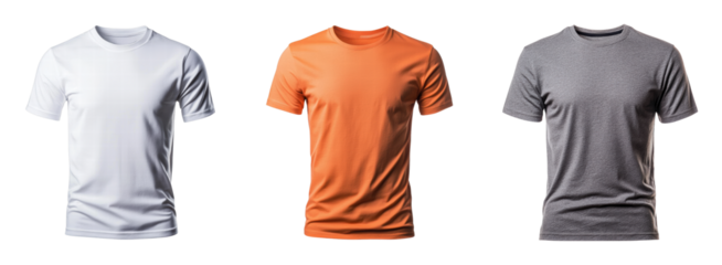 Collection of plain t-shirts in various colors