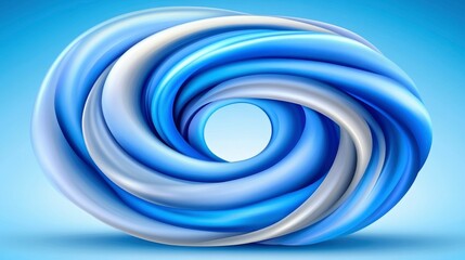 Abstract Swirling Blue and White 3D Form