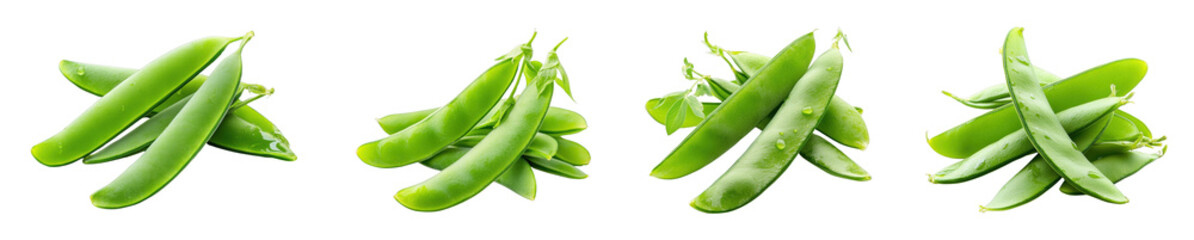 Fresh green peas arranged on a black background