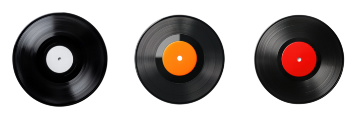 Collection of vintage vinyl records with colorful labels