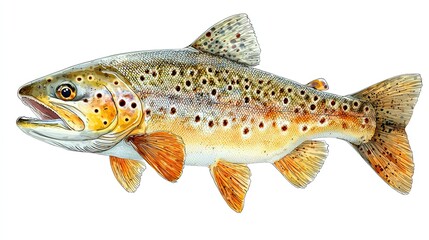 A detailed illustration of a brown trout showcasing its distinctive colors and patterns.