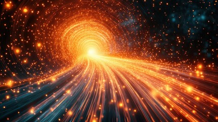 Fototapeta premium Glowing energy tunnel, abstract light streaks.