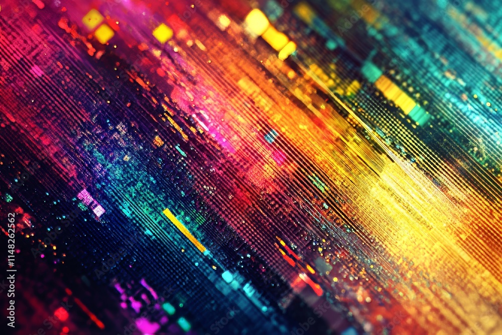 Wall mural a dynamic and colorful abstract digital artwork featuring vibrant lines and patterns, perfect for mo