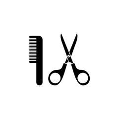 Scissor and Hair comb icon logo. beauty icon vector. makeup cosmetic icon vector