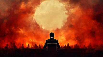 Watercolor artwork of a leader guiding their team through post-pandemic recovery strategies