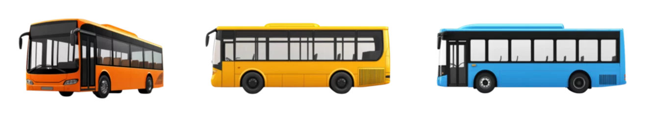 Colorful bus designs in vibrant hues
