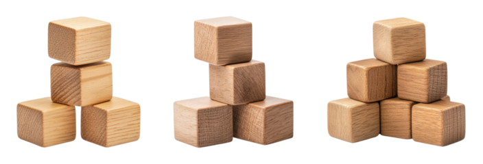 Creative wooden block sculptures showcasing balance and design