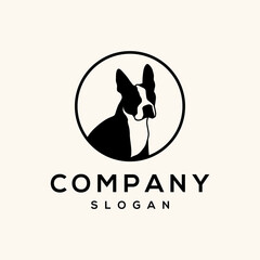 black dog silhouette vector logo circle