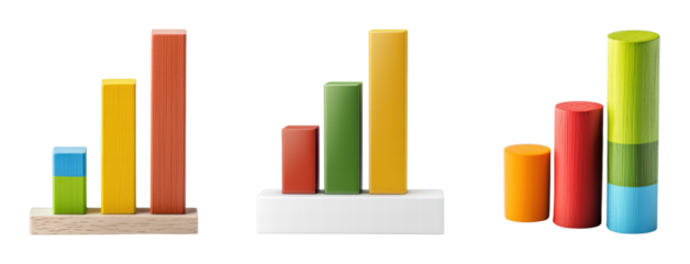 Colorful wooden bar graphs for educational purposes