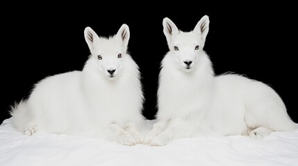 Fototapeta premium Twin White Mountain Goats Resting Serene