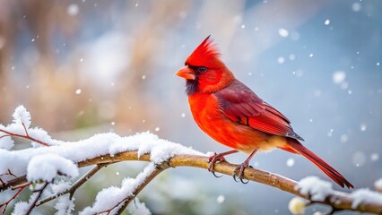 Northern Cardinal Winter Bird, Red Bird Winter Scene, Snowy Cardinal, Wildlife Photography, Winter Cardinal Wallpaper