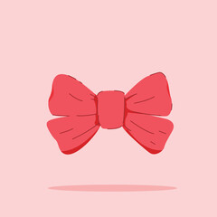 red ribbon butterfly minimalist on isolated background. decorative and fashion ornament, for poster and web icon