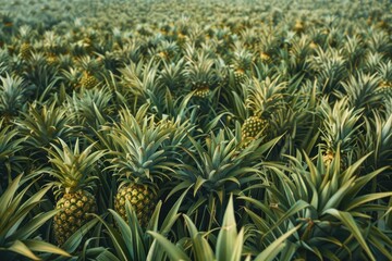 Fototapeta premium Lush Pineapple Plantation Abundant Green Foliage