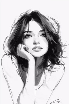 Portrait of a girl. Sketch