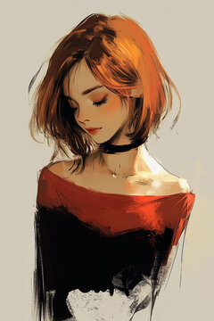 Portrait of a girl. Sketch