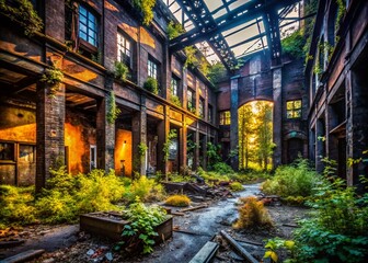 Fototapeta premium Onyx Urban Exploration: Dark Cityscapes, Abandoned Buildings, Mysterious Structures, Industrial Decay, Shadowy Architecture, Grunge Photography, Urban Decay, Concrete Jungle