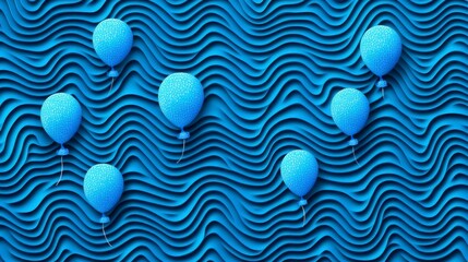 Festive abstract background of blue air balloons floating playfully in a cheerful composition ideal for party decorations and birthday celebrations