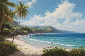 Naklejka premium beach with coconut trees