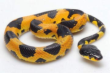 Fototapeta premium Captivating yellow and black snake exotic habitat wildlife photography close-up view nature's beauty