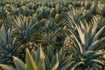 Fototapeta premium Lush Pineapple Plantation Abundant Harvest Growing