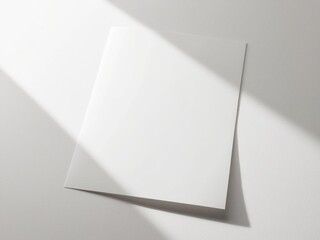 White sheet of paper. Realistic empty paper note template of A4 format with soft shadows isolated on white background.