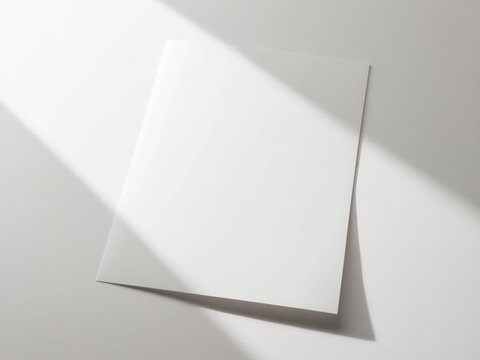White sheet of paper. Realistic empty paper note template of A4 format with soft shadows isolated on white background.