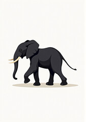 Obraz premium Cute Elephant with Trunk and Tusks, Stylized 2D Vector Art on White Background 