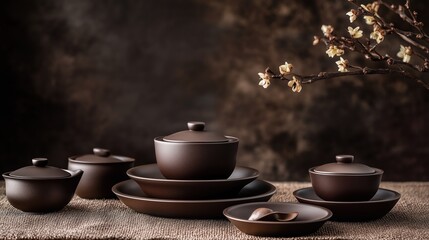 Elegant Ceramic Tableware Display Arrangement