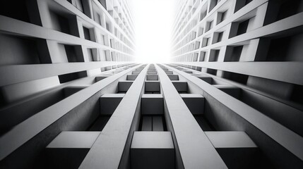 Obraz premium Minimalist Black and White Hexagonal Grid with Sharp Contrasts and Clean Lines