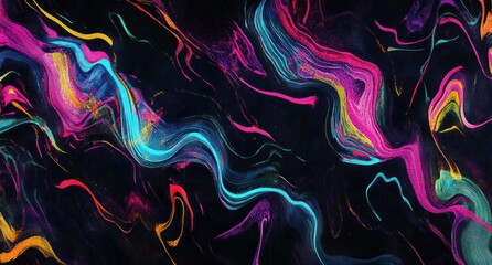 Obraz premium Abstract vibrant neon swirls on black background.