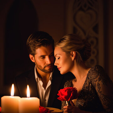 Feiertage - Romantische Geste bei Kerzenschein zum Valentinstag