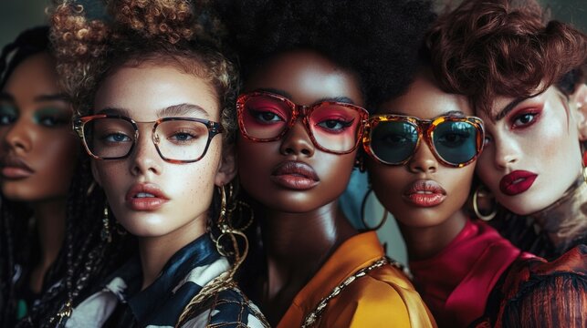 Diverse group of individuals portrait with various hairstyles and accessories, showcasing cultural uniqueness and fashion