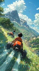 Obraz premium Dynamic image of a mountain biker descending a trail