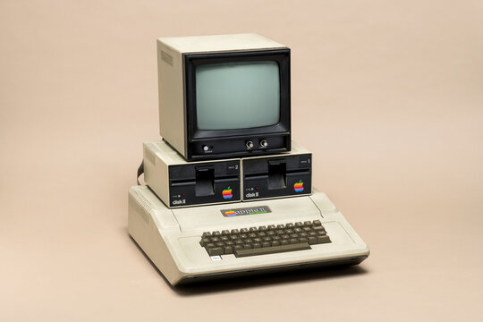 Pavia, Lombardy, Italy &ndash; November 2, 2024: Apple II Europlus from 1978, first Apple home computer sold in Europe shown at at Ctrl+Alt Museum.
Price in 1978 was $1300 approx.
