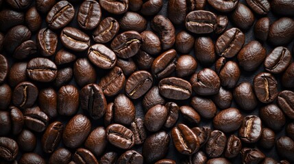 Close-up of roasted coffee beans with rich texture