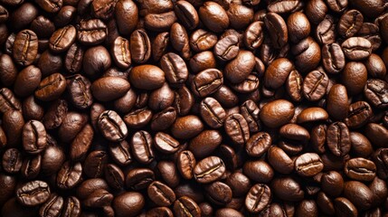 Obraz premium Heap of roasted coffee beans closeup