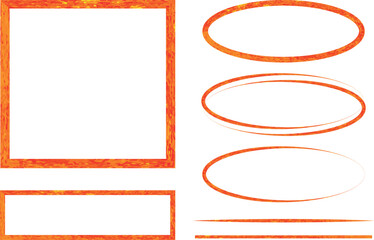 shiny red orange color different art frames set